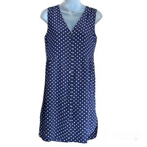 Madewell Silk Shirt Dress Blue White Polka Dot Sleeveless Small